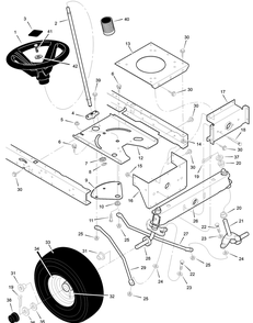 Steering Diagram and Parts List for 405601X30A 2003 Briggs and Stratton Lawn Tractor